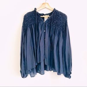 Anthropologie Ne Quittez Pas Pleated Black Top M